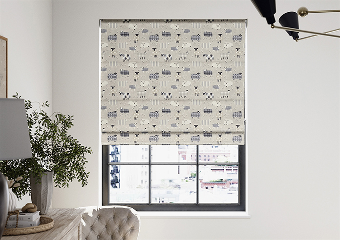 Baa Baa, Charcoal - Twist&Fit Roman Blind - Image 3